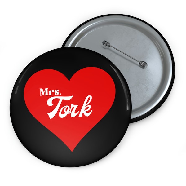 Mrs. Tork Peter Tork Rock Band Black Pin Button