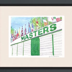 Masters Golf Tournament Watercolor Art Print | Digital Download PNG | Augusta National Leaderboard Painting | 8x10, 11x14, 16x20 | Printable