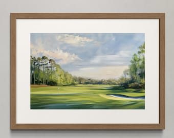 Pintura de campo de golf inspirada en Augusta National, arte digital, descarga instantánea, arte mural con paisaje de golf de 24 x 36