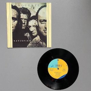 Squeeze - Satisfied  45 vinyl record 1981 UK pressing EX/EX rare punk records, punk memorabilia vinyl records for sale