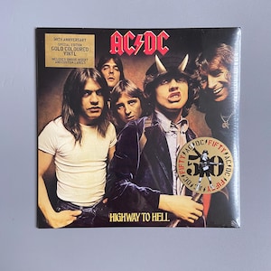 AC/DC - ハイウェイ・トゥ・ヘル アルバム レア 50 周年記念 ゴールド ビニール + 特典 新品未開封、メタル記念品ビニールレコード販売中
