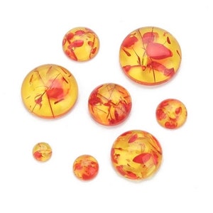 Amber Semi Precious Cabochon Stones - Various Sizes Available