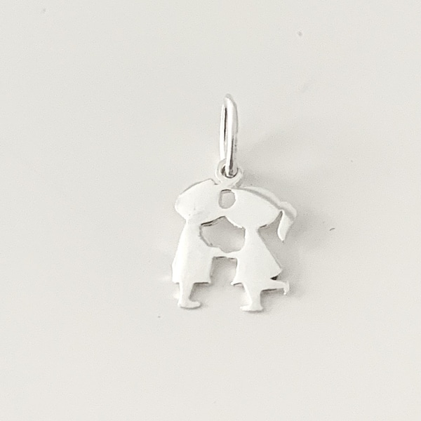 Sterling Silver Small Kissing Boy & Girl Pendent Charms