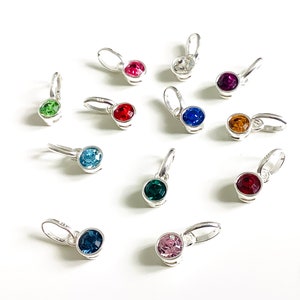 Sterling Silver Crystal Birthstone Pendent Charms