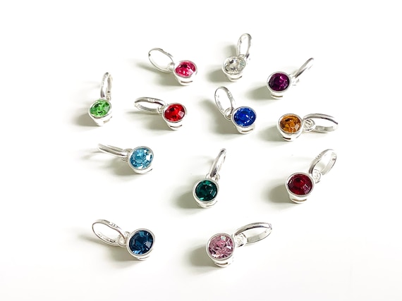 Sterling Silver Crystal Birthstone Pendent Charms