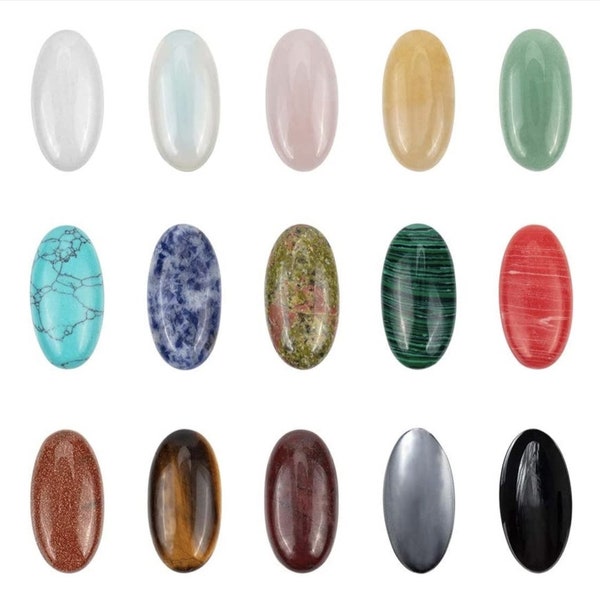 Various Semi Precious Cabachone Stones Size 30 x 15mm