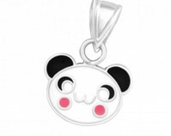 Sterling Silver Enamalled Panda Necklace Charm