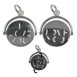 Sterling Silver I Love You Spinner Pendent Necklace Charm