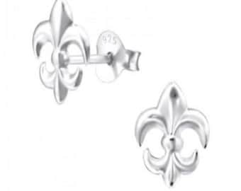 Sterling Silver Fleur de Lis Stud Earrings