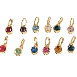 24k Gold Plated Hallmarked 925 Sterling Silver Crystal Birthstone Pendent Charms