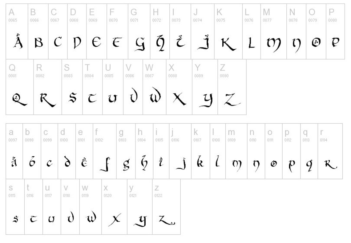 The Lord of the Rings Fonthobbit Alphabet Font elvish Etsy