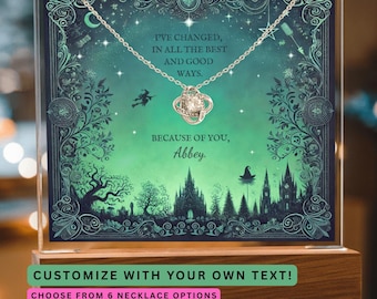Wicked Inspired Acrylic LED Light with Necklace: Personalized Broadway Fan Gift