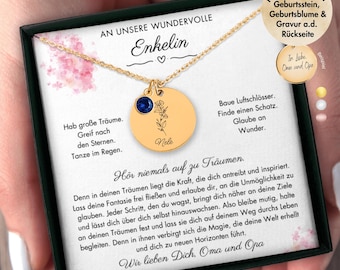 Collar de flor de nacimiento personalizado: regalo de la abuela para tu nieta
