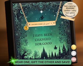personalized 'Changed For Good' Horizontal Bar Necklace with Birthstone: Wicked Inspired Musical Gift