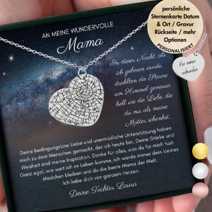 customized Gift for Mom from Daughter, Personalized Star Map by Date location Heart Necklace, Mother's Day Gift, Mom's Birthday, Jewelry Mom