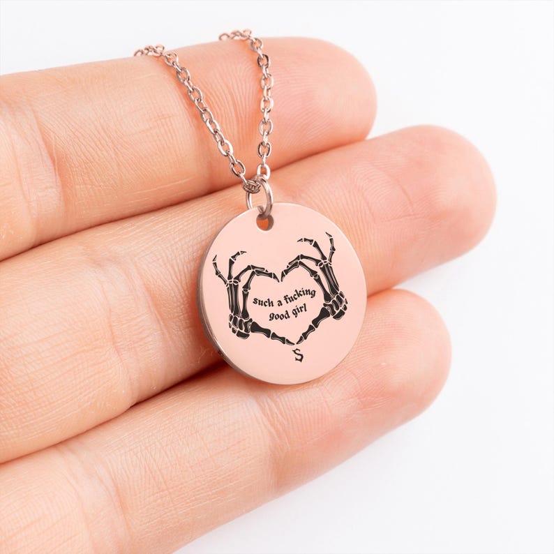 Personalized Dark Romance Coin Necklace: Booktok Initial Engraved Gift image 9