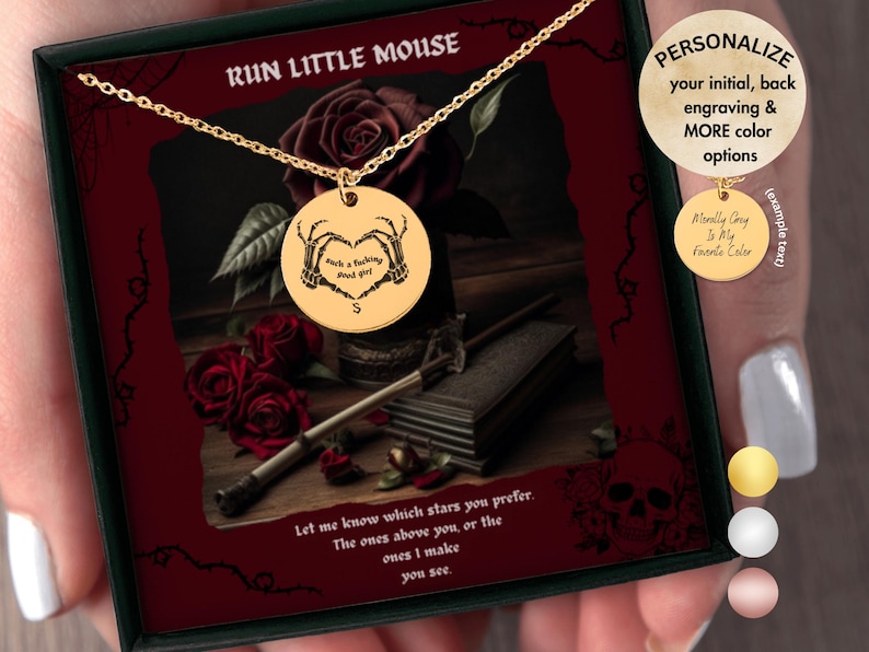 Personalized Dark Romance Coin Necklace: Booktok Initial Engraved Gift image 1