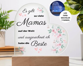 Acrylplaat voor moeder, led-licht dat van kleur verandert, Moederdagcadeau