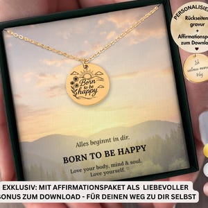 Personalized 'Born to be Happy' Necklace: Engraved Stainless Steel, Positive Affirmation Gift