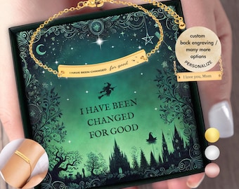 Personalized Engraved Bar Bracelet, 'Changed For Good' Witchy Gift