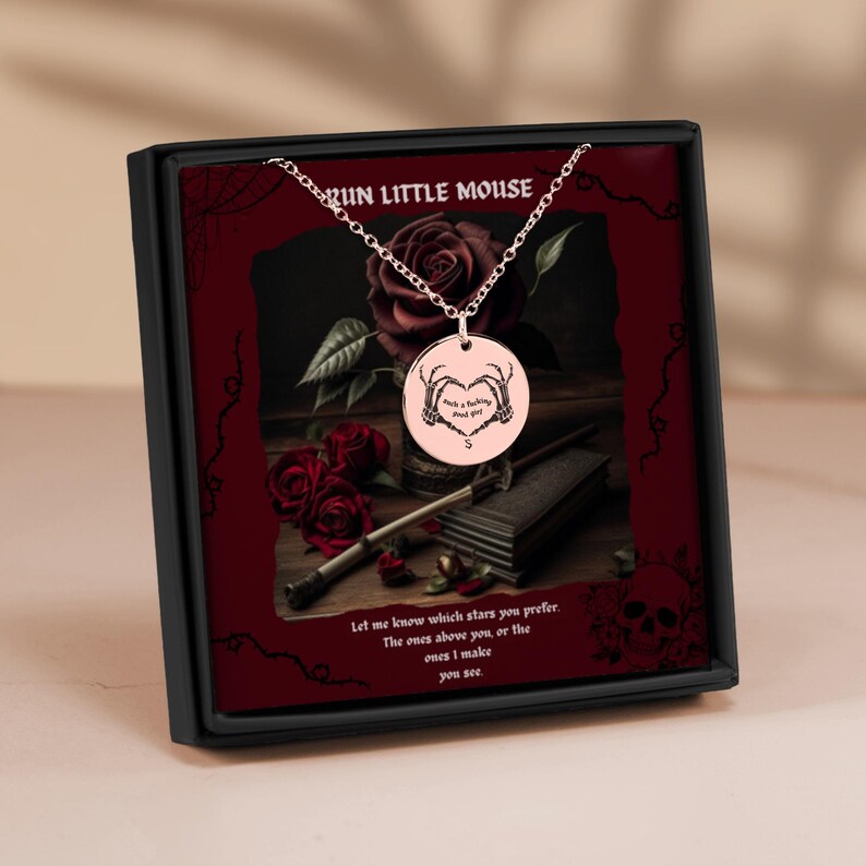 Personalized Dark Romance Coin Necklace: Booktok Initial Engraved Gift image 8