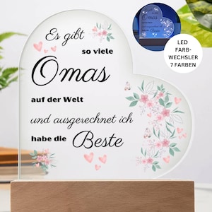 perfektes Geschenk für Oma zu Weihnachten, Geburtstag oder Muttertag, Oma Großmutter Geschenke Von Enkelin Enkelkinder, Acrylbild mit LED