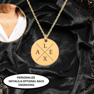 personalisierte Initialen Halskette in Gold, Silber, Roségold auf Plättchen personalisiertes Geschenk für sie, Tochter, beste Freundin, Frau