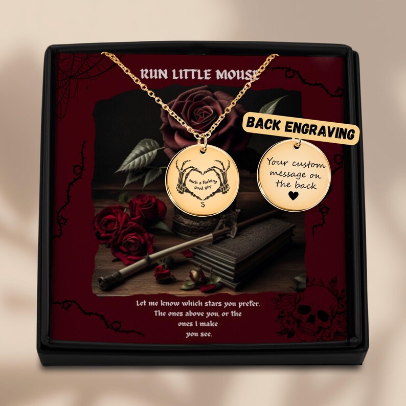 Personalized Dark Romance Coin Necklace: Booktok Initial Engraved Gift image 5