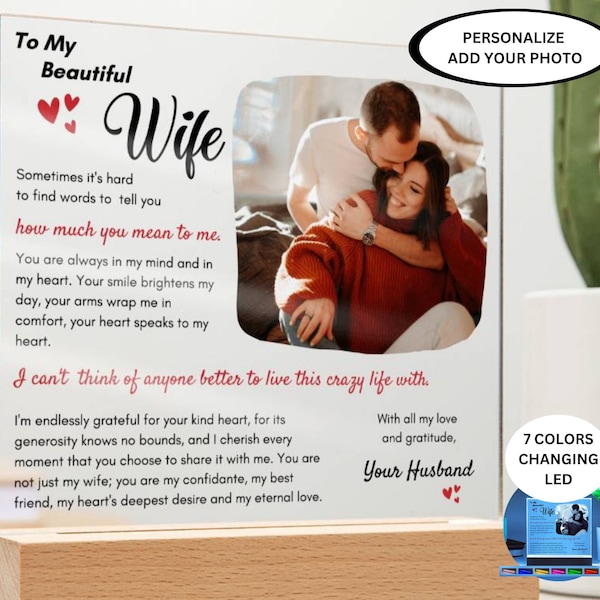 Personalized Acrylic Love Letter to Wife Plaque, Custom Romantic Gift for Her Christmas, Birthday wife, Heartfelt Message & Photo Keepsake