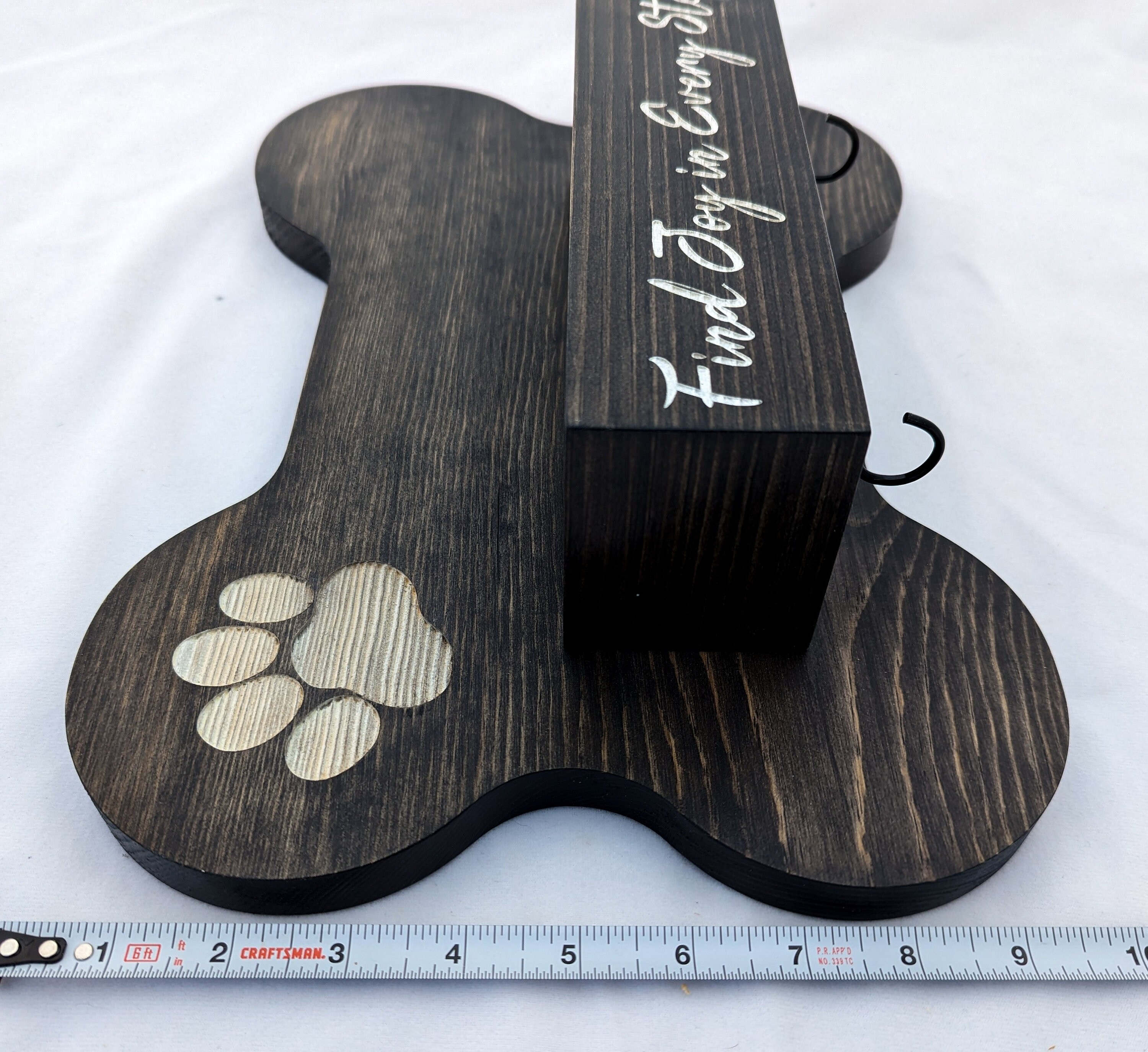 Dog Bone Shaped Wall Shelf - “find Joy in Every Step” With Two Hooks ...