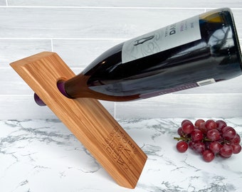 Engraved Solid Wood Wine Bottle Holder