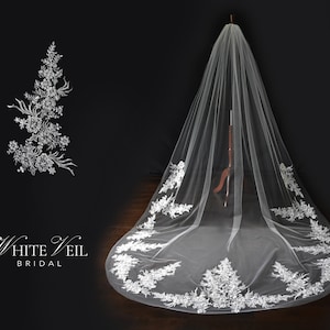 Vintage Wedding Veil,Cathedral Veil with Comb,Long Bridal Veil Soft Tulle Veil Ivory Chapel Length Veil,special cut veil,costume veil,bridal