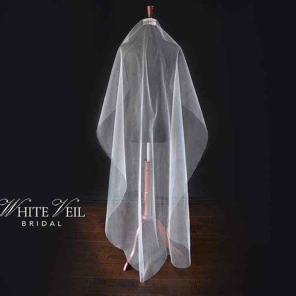 Plain Veil With Comb, barely there veil, Oval Veil, Spanish Mantilla Veil, Minimal Veil