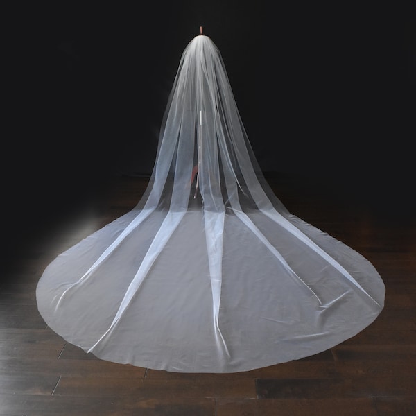 Soft Wedding Veil, All Lengths Available, Long Veil, Cathedral Veil, Bridal Fingertip Veil, Simple Bridal Veil, Chapel Veil, Waltz Ivory