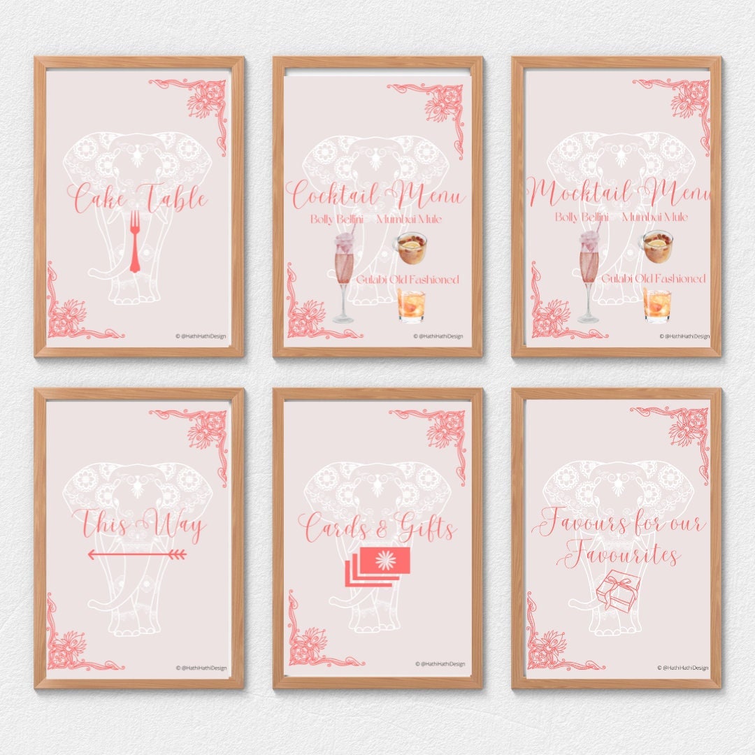 Desi Indian Wedding Sign Collection Seven Design Cake Cards Gifts ...