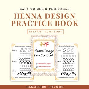 Henna Design and Practice Book – Printable Mehndi Workbook for Beginners | Learn Henna Art | Step-by-Step Digital PDF Download
