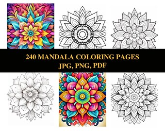 Mandala Coloring Book: 240 Stress Relief Art Pages (Digital Download)