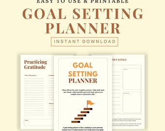 Printable Goal Setting Planner: Habit Tracker, Undated PDF (Digital Download)