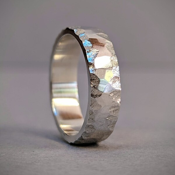 Solid Silver Rustic Forged Ring