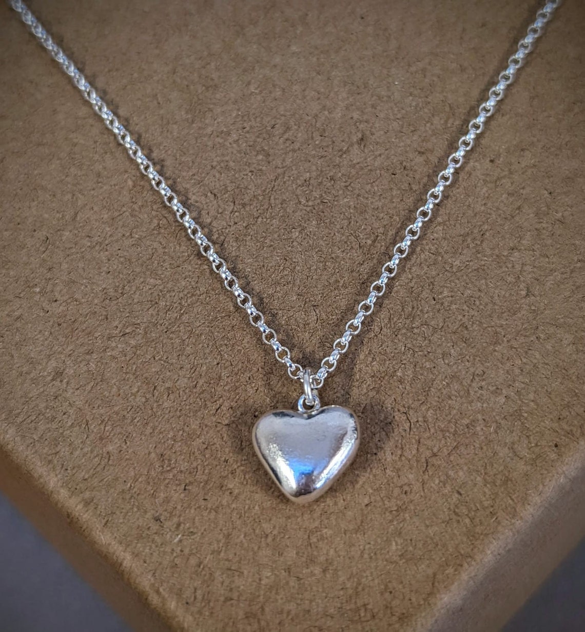 Silver Heart Pendant, Engraved Heart Necklace, Silver Love main image 0