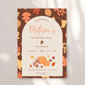 Editable Pumpkin Birthday Invitation, Fall Birthday Invitation, Pumpkin Patch, Editable Birthday Invitation