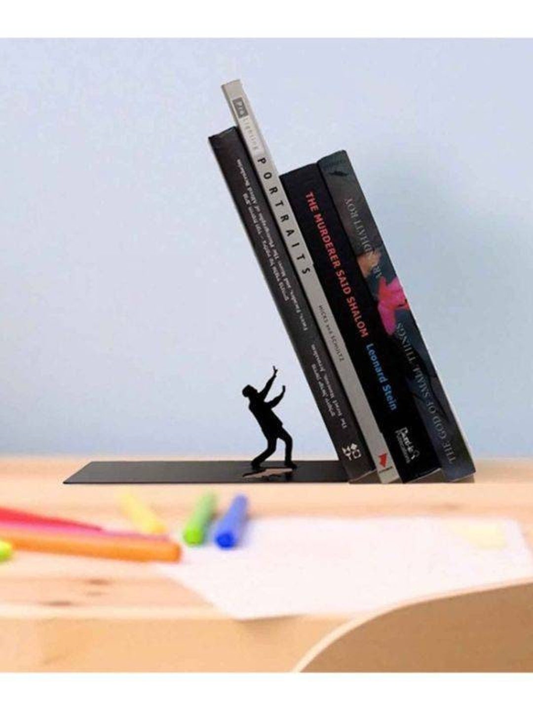 Metal Book Holder,minimal Book Shelf Decor,office Decoration,black Desktop Decoration,book