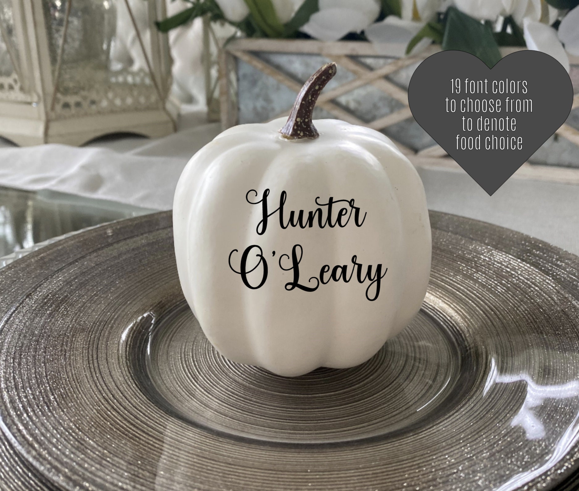 Personalized Pumpkin, Fall Wedding Decor, Custom White Pumpkin, Guest ...