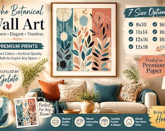Modern Boho Floral Wall Art Print-Botanical Poster-for Home Décor-Premium Matte Paper Poster