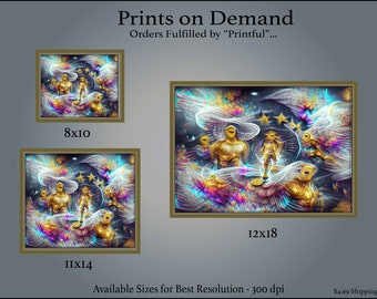 Abstract Alien Guardians Poster - 8x10 - 11x14 - 12x18 - Landscape Orientation - Print on Demand Prints
