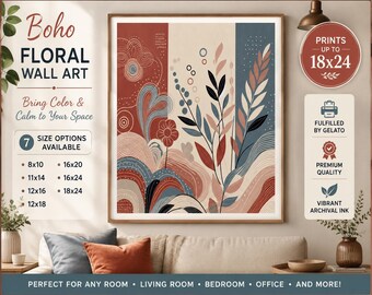 Boho Abstract Botanical Wall Art Print - Wall Decor for Home or Office - Premium Matte Paper Poster