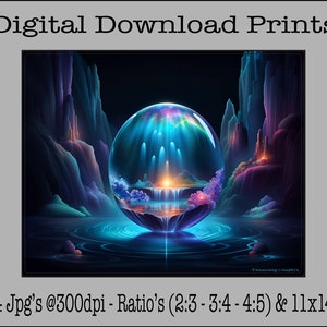 Abstract Colorful Fantasy Landscape - Digital Download Prints - Ratios: ( 2x3 - 3x4 - 4x5 ) & - 11x14 - Digital Wall Art