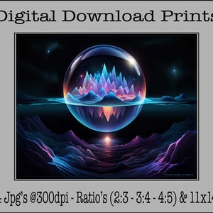 Abstract Colorful Fantasy Landscape - Digital Download Prints - Ratios: ( 2x3 - 3x4 - 4x5 ) & - 11x14 - Digital Wall Art