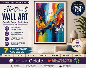 Colorful Abstract Acrylic Painting– Modern Wall Art for Home or Office-Premium Matte Paper Poster