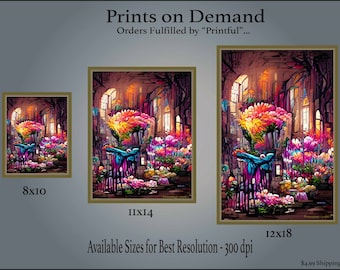 Abstract Floral Design Poster - 8x10 - 11x14 - 12x18 Prints on Demand